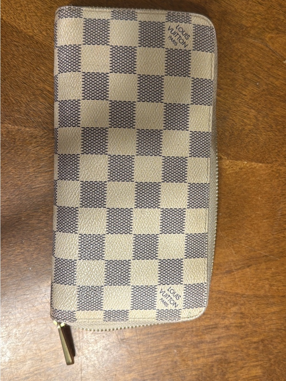 Louis Vuitton Damier Azur Zip Around Wallet - Beige and Blue